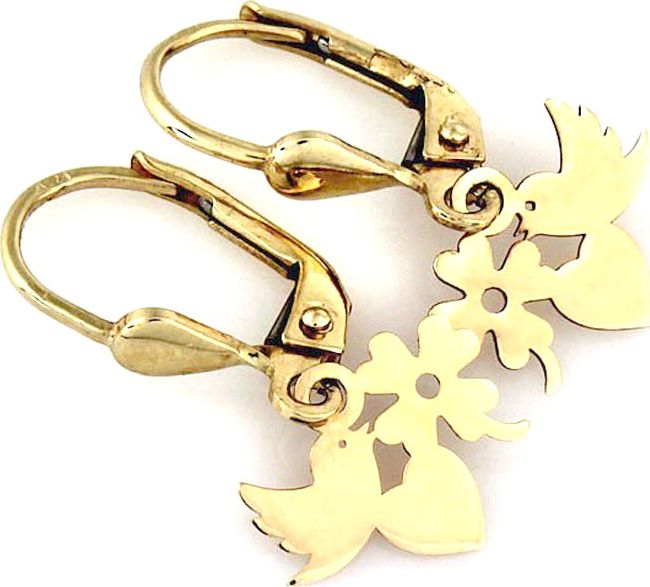 Lovrin ZŁOTE KOLCZYKI 333 CELEBRYTKI PTAK SERCE KONICZYNKA