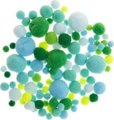 Pompony odcienie zielone i niebieskie 20g