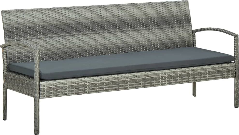 vidaXL Sofa ogrodowa z poduszką polirattan szara 3-osobowa