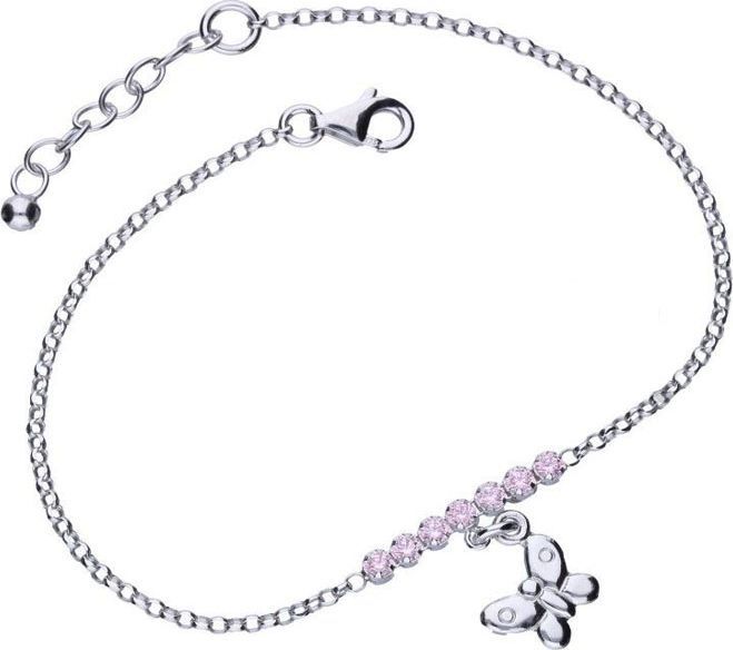 Lovrin Srebrna bransoletka 925 motylek z cyrkoniami 2,35g