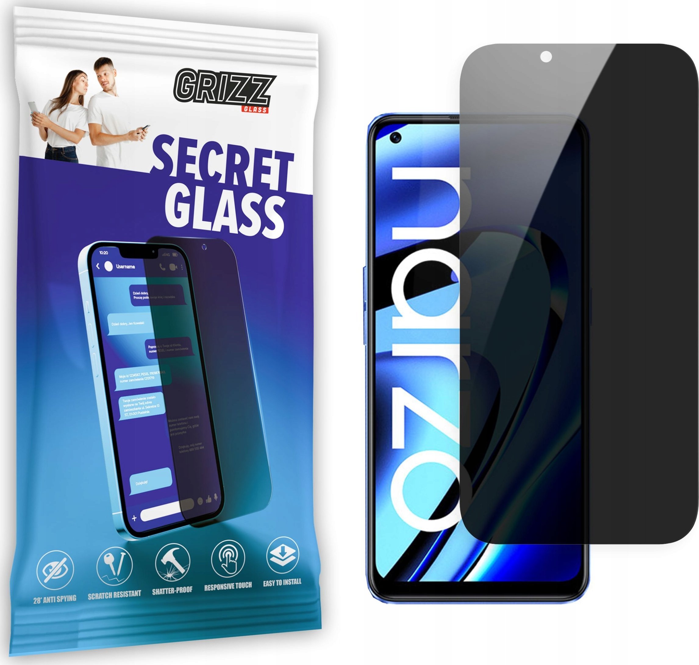 GrizzGlass Szkło prywatyzujące GrizzGlass SecretGlass Realme Narzo 50 Pro 5G