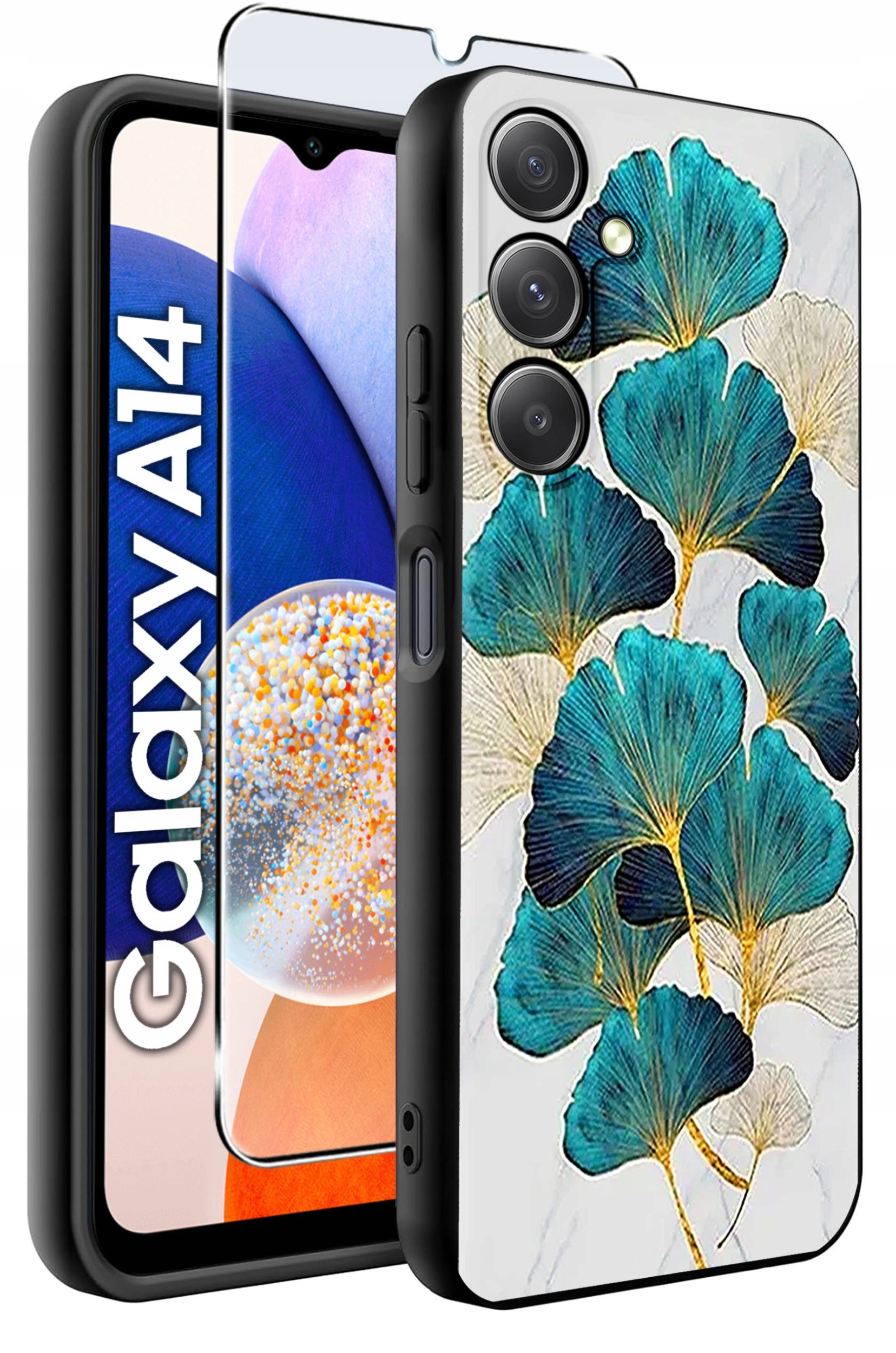 ETUI do Samsung A14 5G WZORY | SILIKONOWE MATT CASE + SZKŁO HARTOWANE 9H