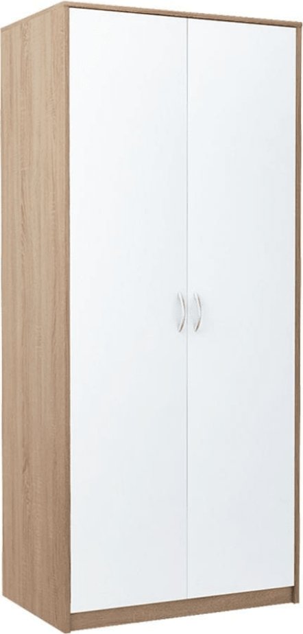 Regał, zamykany, Classic, 74x35x180 cm, dąb sonoma, biel, mat | TYLETEGOTU