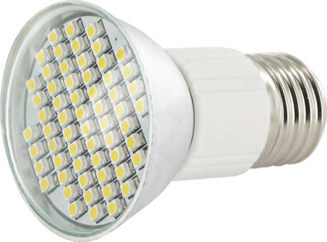 Whitenergy Żarówka LED E27, 60SMD, 3W, 230V, ciepła biała (05010)