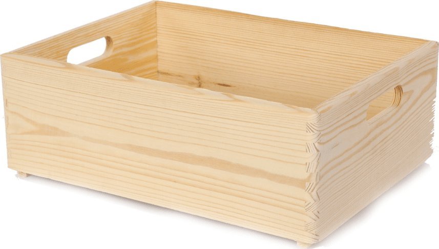 Wamar-Sosenka Drewniana Skrzynka z uchwytami 13,5x40x30 cm - Naturalna Surowa Szlifowana Drewno sosnowe 12 litrów / Wamar-Sosenka