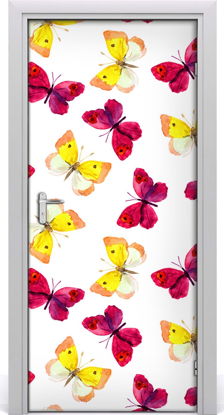 Tulup Fototapeta samoprzylepna na drzwi 95 x 205 cm kolorowe motyle