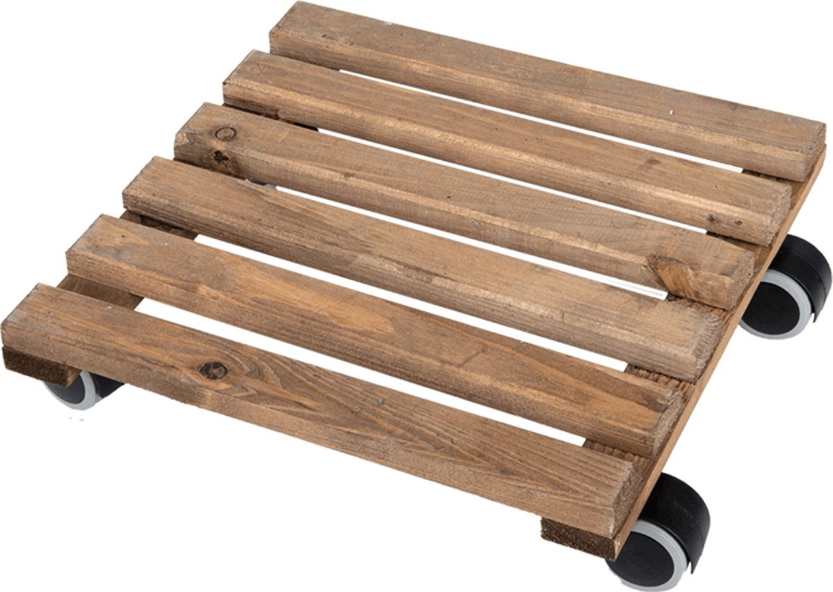 Esschert Design Drewniana podstawka na kółkach Platforma jezdna pod doniczkę