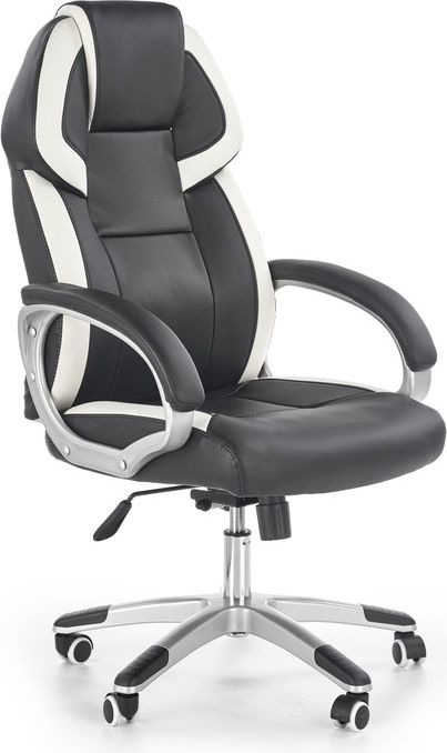 Krzesło biurowe Halmar Barton Biało-czarny z kółkami do dywanów