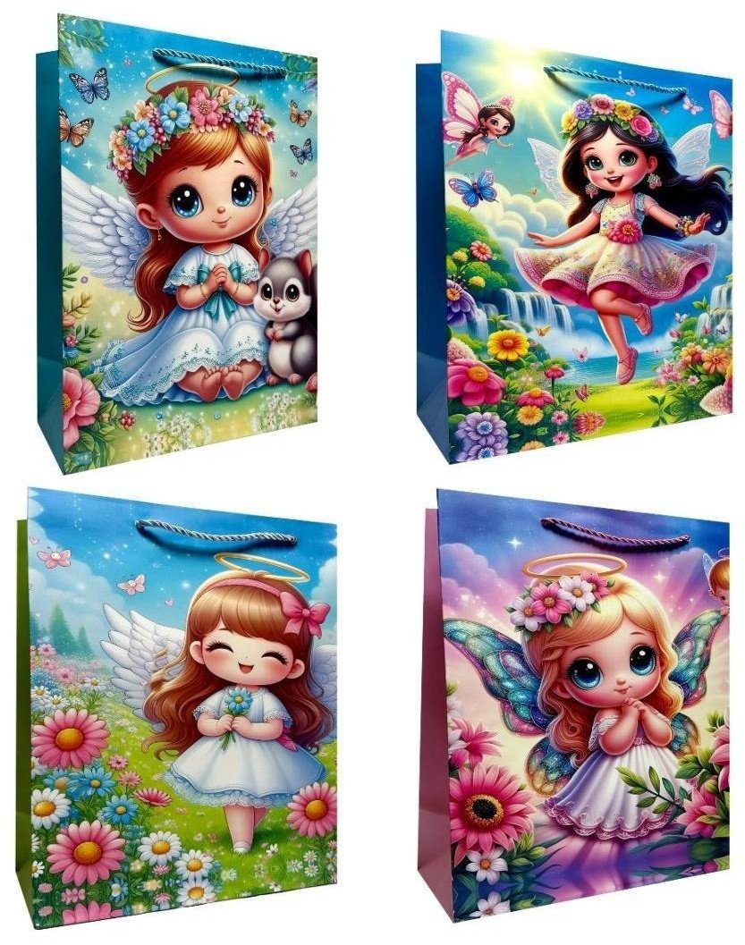 Torebka prezentowa dziecięca L Aniołki mix