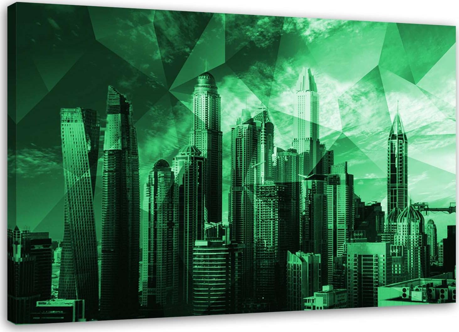 CaroGroup OBRAZ DO BIURA Miasto Geometria Zielony 100x70