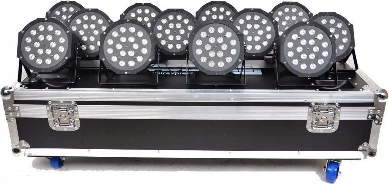 bigbuy sport CASE4ME case na 12 sztuk FLAT PAR LED SLIM kółka