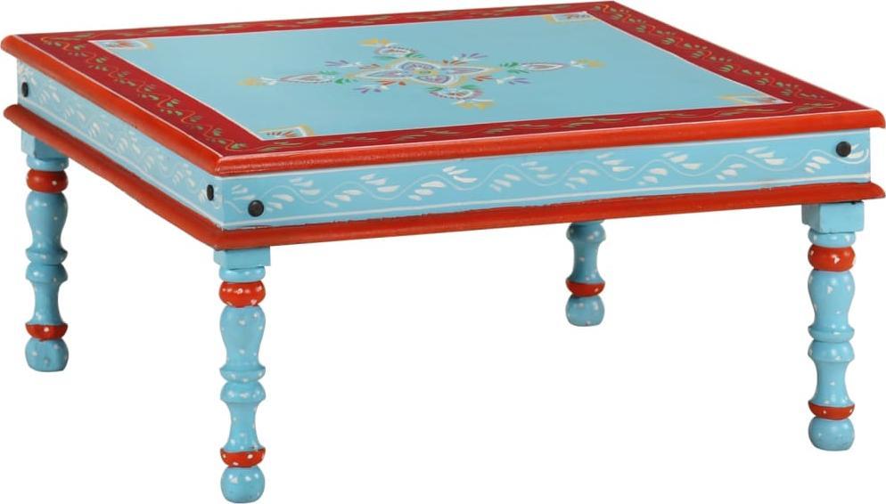 vidaXL vidaXL Stolik kawowy z drewna mango, niebieski, ręcznie malowany