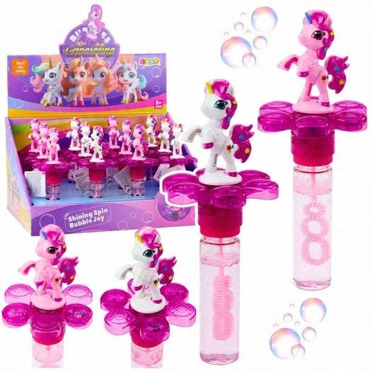 Bańki Mydlane Jednorożec Obrotowy Kwiatek Światło LED 20cm Mix LEAN TOYS