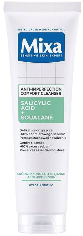 Mixa Comfort Cleanser żel oczyszczający do twarzy przeciw niedoskonałościom Kwas salicylowy + Skwalan 150ml