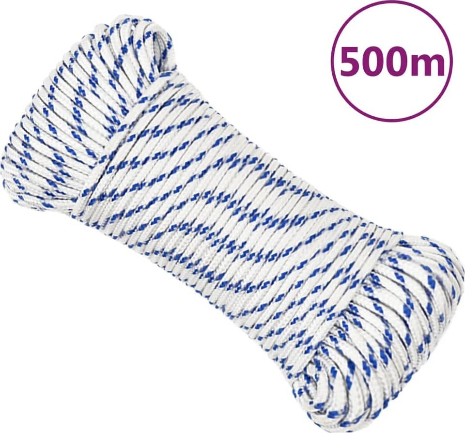 vidaXL vidaXL Linka żeglarska, biała, 3 mm, 500 m, polipropylen