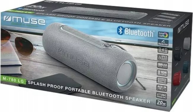 Mikrofon LG Muse | M-780 LG | Speaker Splash Proof | Atsparus vandeniui | Bluetooth | Sidabrinis | Belaidė jungtis