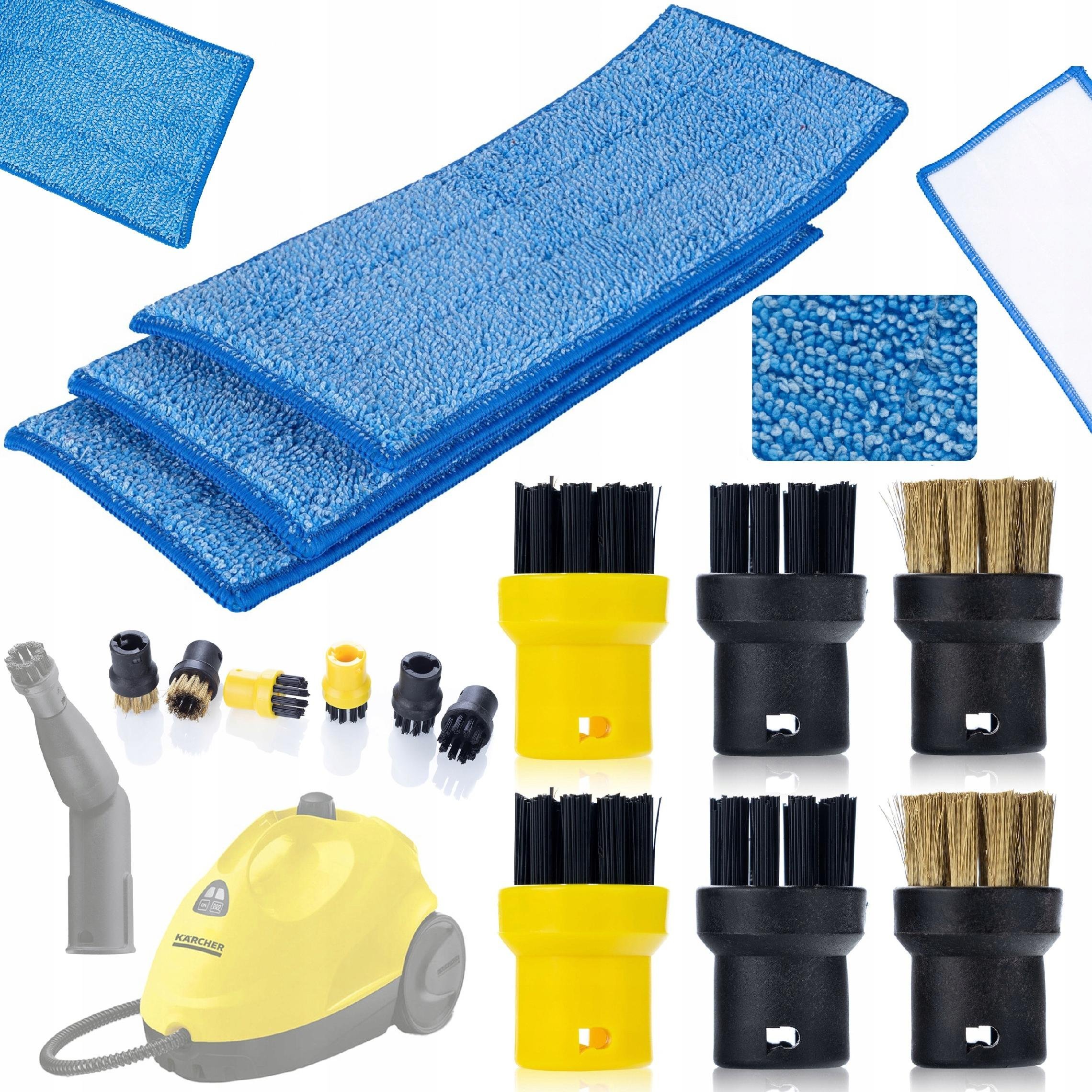 Karcher 3 wkłady mopa + zestaw 6 okrągłych szczotek do parownicy Krcher