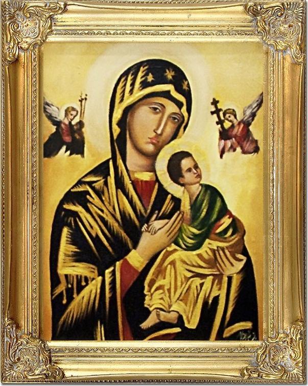 ART-POL Obraz olejny ręcznie malowany z Matką Boską z dzieciątkiem 37x47 cm obraz w złotej ramie