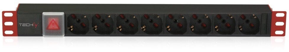 Listwa zasilająca Techly Listwa zasilająca 19" 1U, 8x Schuko/włoski 45°, kabel 2m wtyk włoski Typ L, włącznik
