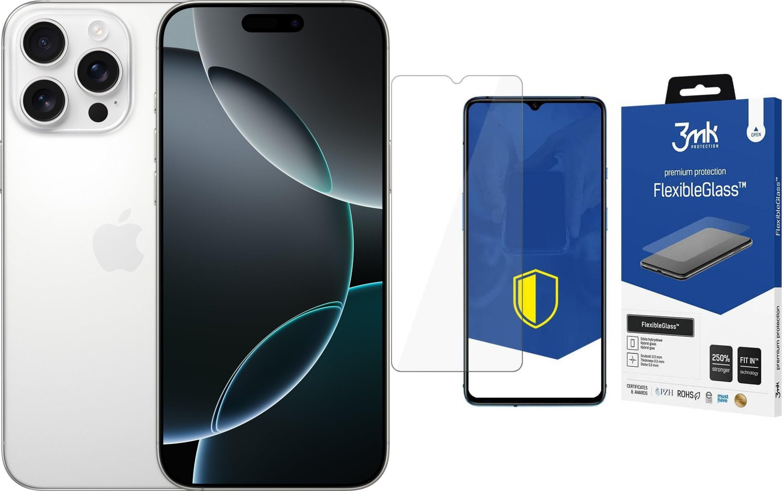 Smartfon Apple iPhone 16 Pro Max 256GB White Titanium (MYWW3) + FlexibleGlass