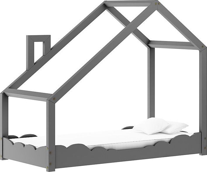 Elior Drewniane łóżko dziecięce domek Lumo 5X - Szare 80x170cm