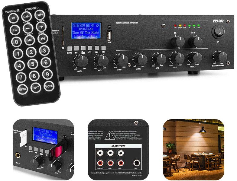 Wzmacniacz 2 strefowy PPA502 100V 50W Power Dynamics one size