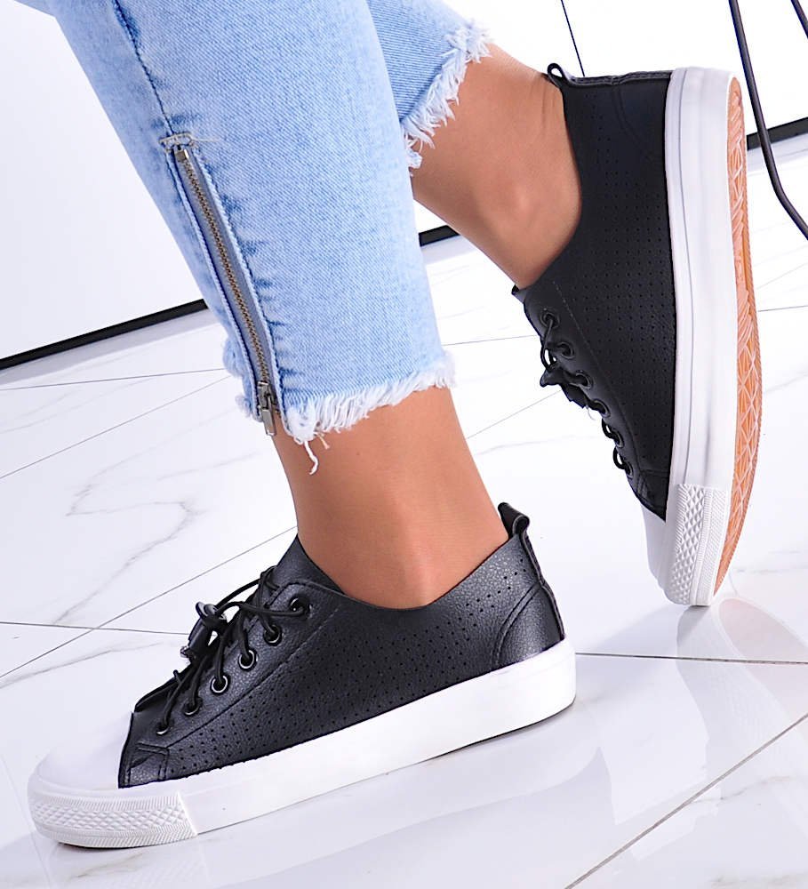 Pantofelek24 Sznurowane damskie ażurowe trampki /C7-3 12312 S197/ 39