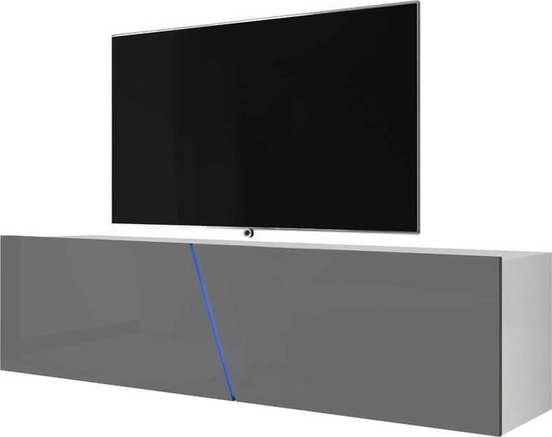 Selsey SELSEY Szafka RTV Alamara z półkami 160 cm Biały mat Szary połysk