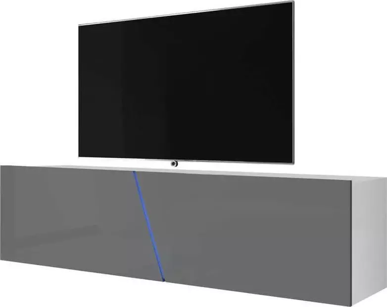 Selsey SELSEY Szafka RTV Alamara z półkami 160 cm Biały mat Szary połysk