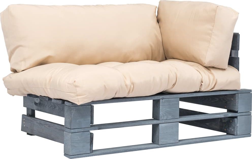 vidaXL Sofa ogrodowa z palet z piaskowymi poduszkami, drewno FSC
