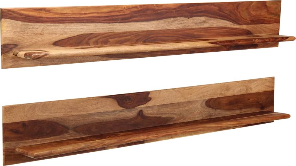 vidaXL Półki ścienne, 2 szt., 169 x 26 x 20 cm, lite drewno sheesham