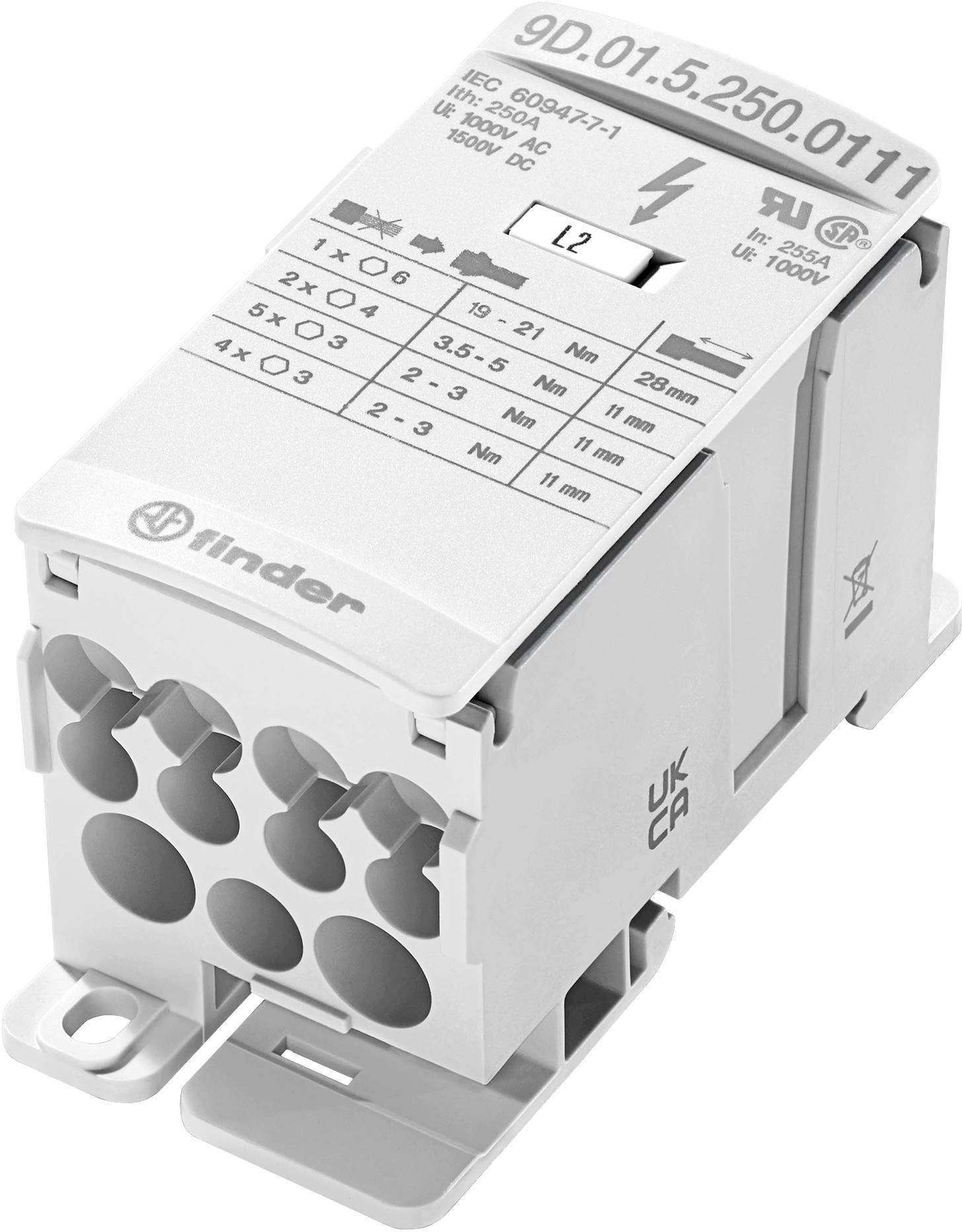 Finder Blok rozdzielczy dystrybucyjny 250A wejście 1x120mm2 / wyjście 2x35mm2, 5x16mm2, 4x10mm2