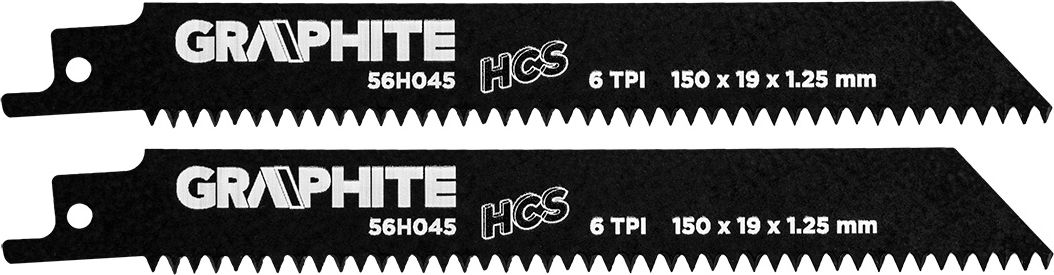 Graphite Brzeszczoty bagnetowe (Brzeszczot do piły szablastej, HCS, 150 x 19 x 1.25 mm, 6TPI, kpl. 2 szt.)