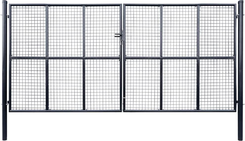 vidaXL Brama ogrodowa z siatki, galwanizowana stal, 400x200 cm, szara