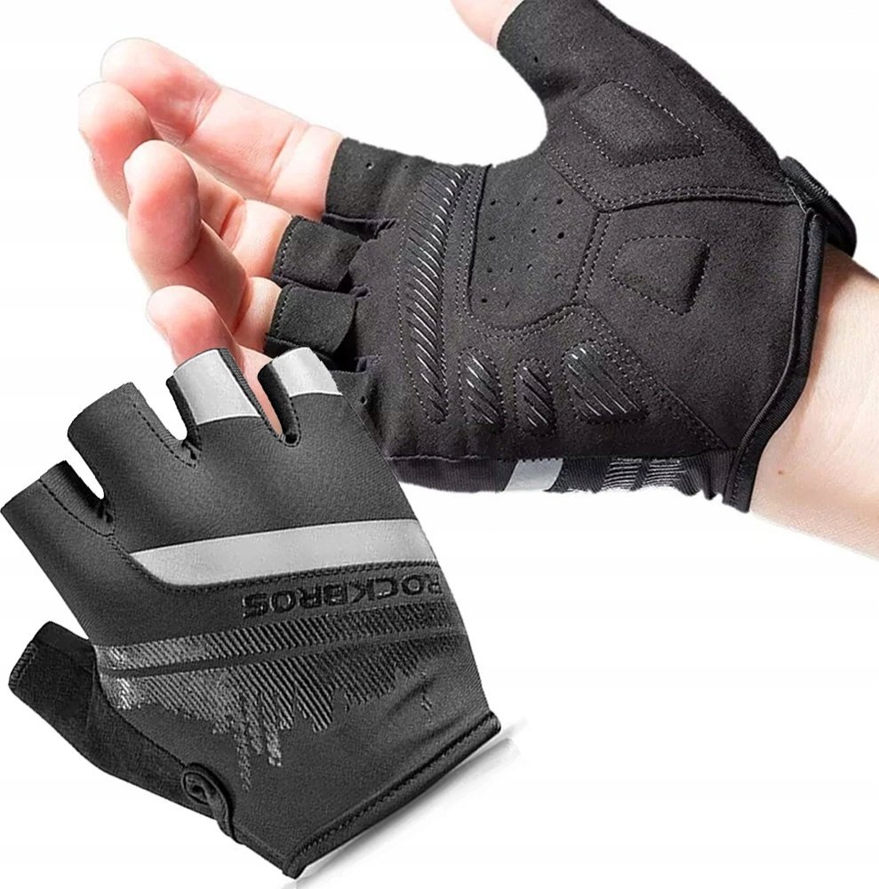 RockBros Rękawiczki rowerowe antypoślizgowe bez palców M czarne ROCKBROS