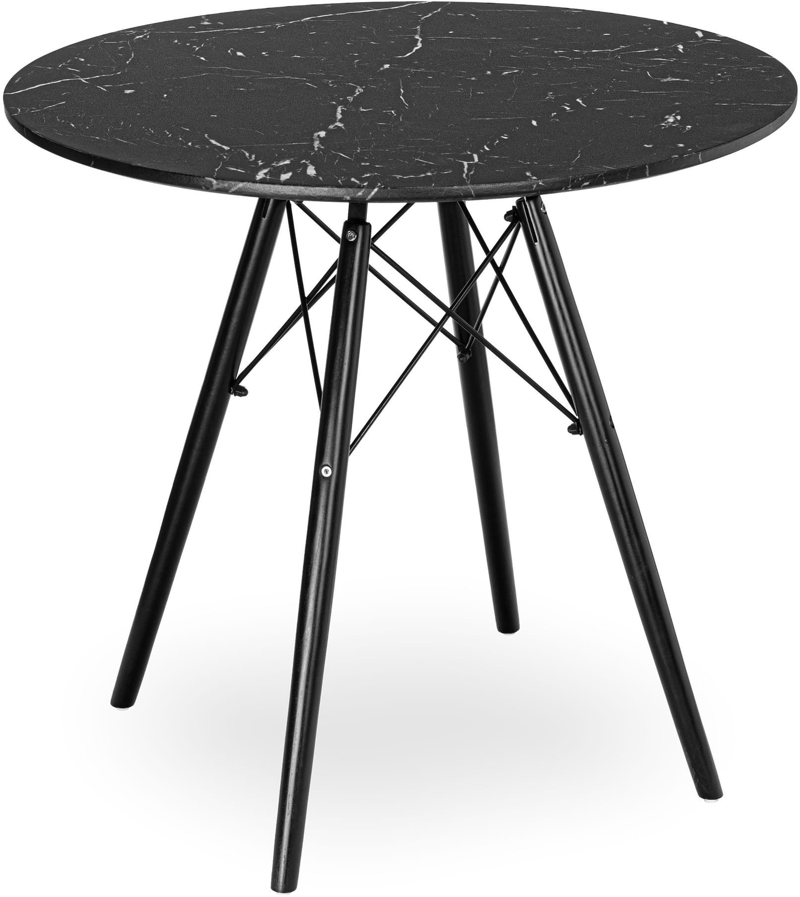 Stolik okrągły PARIS BLACK DTW 80 cm marmur czarny