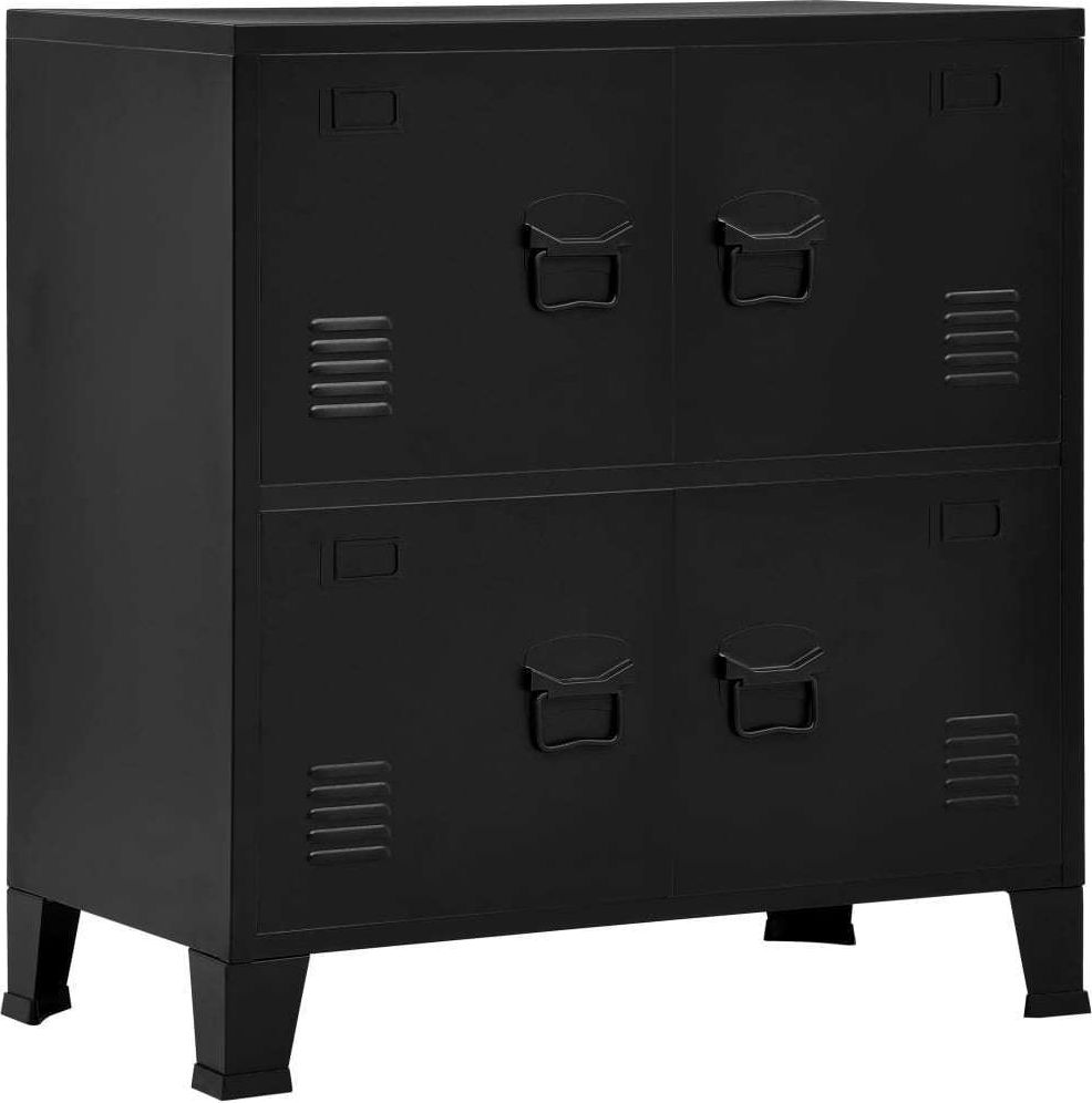 vidaXL Szafka industrialna z 4 drzwiczkami, czarna, 75x40x80 cm, stal