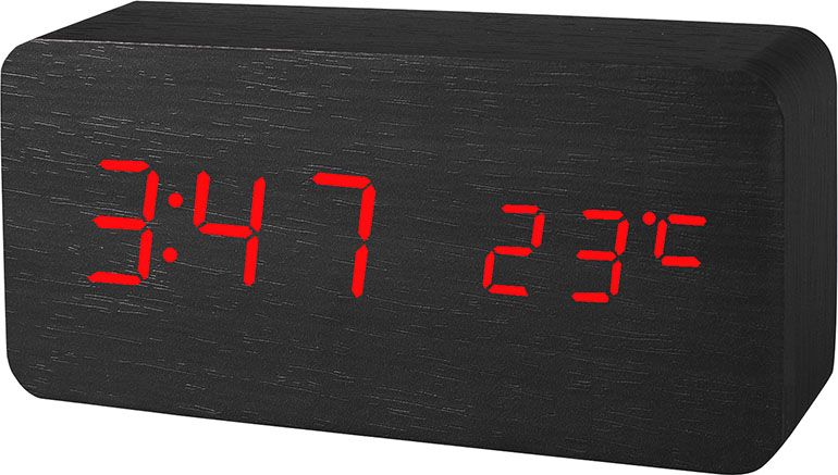 Xonix XONIX GHY-010 Budzik LCD na baterie, aktywacja głosowa wyświetlacza, termometr, datownik, imitacja drewna