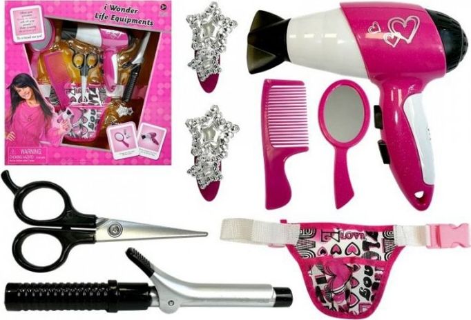 Lean Sport Import LEANToys Zestaw Małej Fryzjerki Nożyczki Suszarka Lokówka