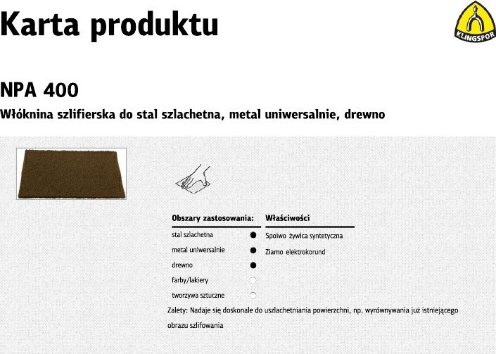 Klingspor KLINGSPOR WŁÓKNINA ARKUSZ 152mm x 229mm P120 K342855