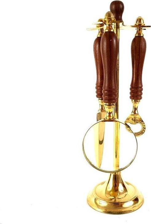 Upominkarnia Mosiężny zestaw - szkło powiększające, nóż do papieru i otwieracz butelek NI3164