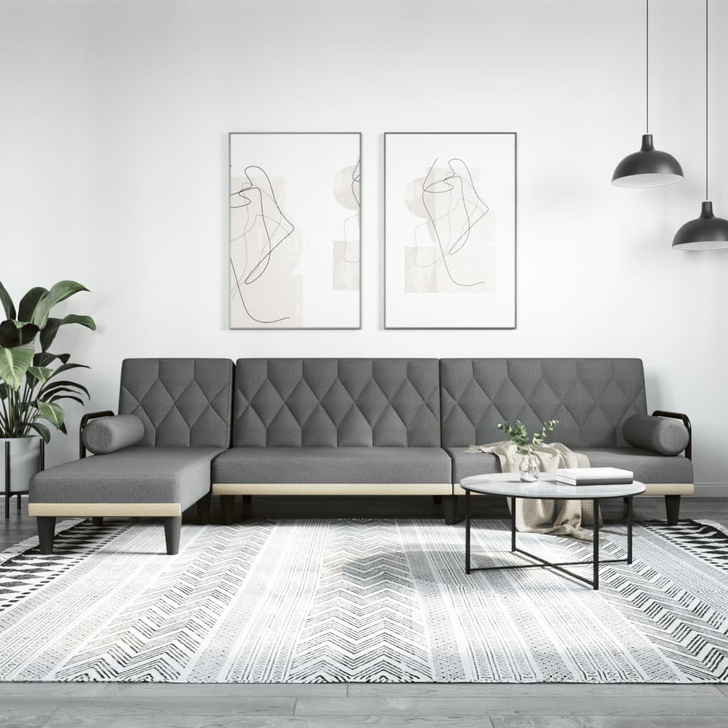 vidaXL vidaXL Sofa rozkładana L, ciemnoszara, 260x140x70 cm, tkanina