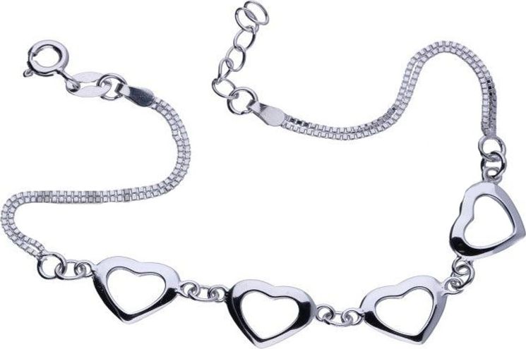 Lovrin Srebrna bransoletka 925 ażurowe serca 3,32g