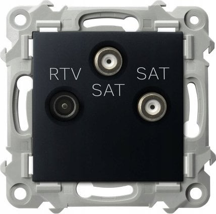 Ospel Gniazdo RTV-SAT Ospel Szafir GPA-Z2S/m/33 z dwoma wyjściami SAT czarny metalik