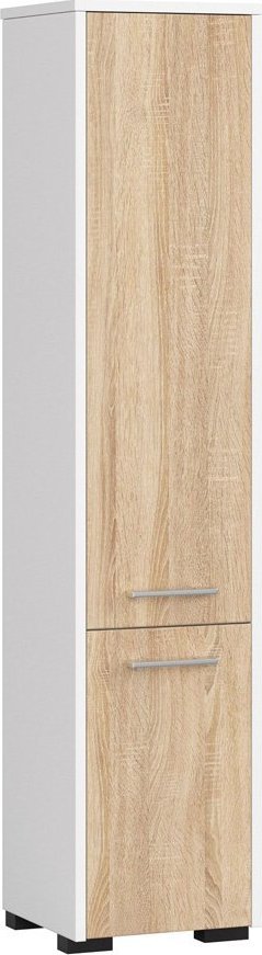 Elior Regał łazienkowy z półkami biały + dąb sonoma - Laro 3X