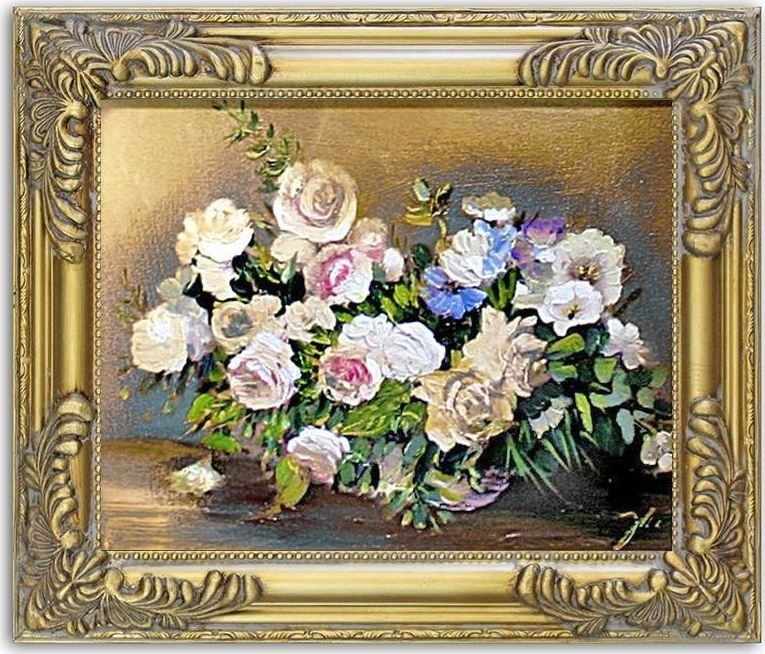 GO-BI Obraz Roze ręcznie malowany 27x32cm uniwersalny