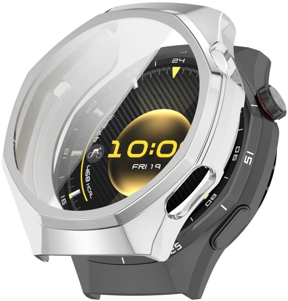 SILIKONOWE ETUI Z OSŁONĄ EKRANU DO HUAWEI WATCH GT 6 PRO 46 MM OCHRONA 360, SREBRNE