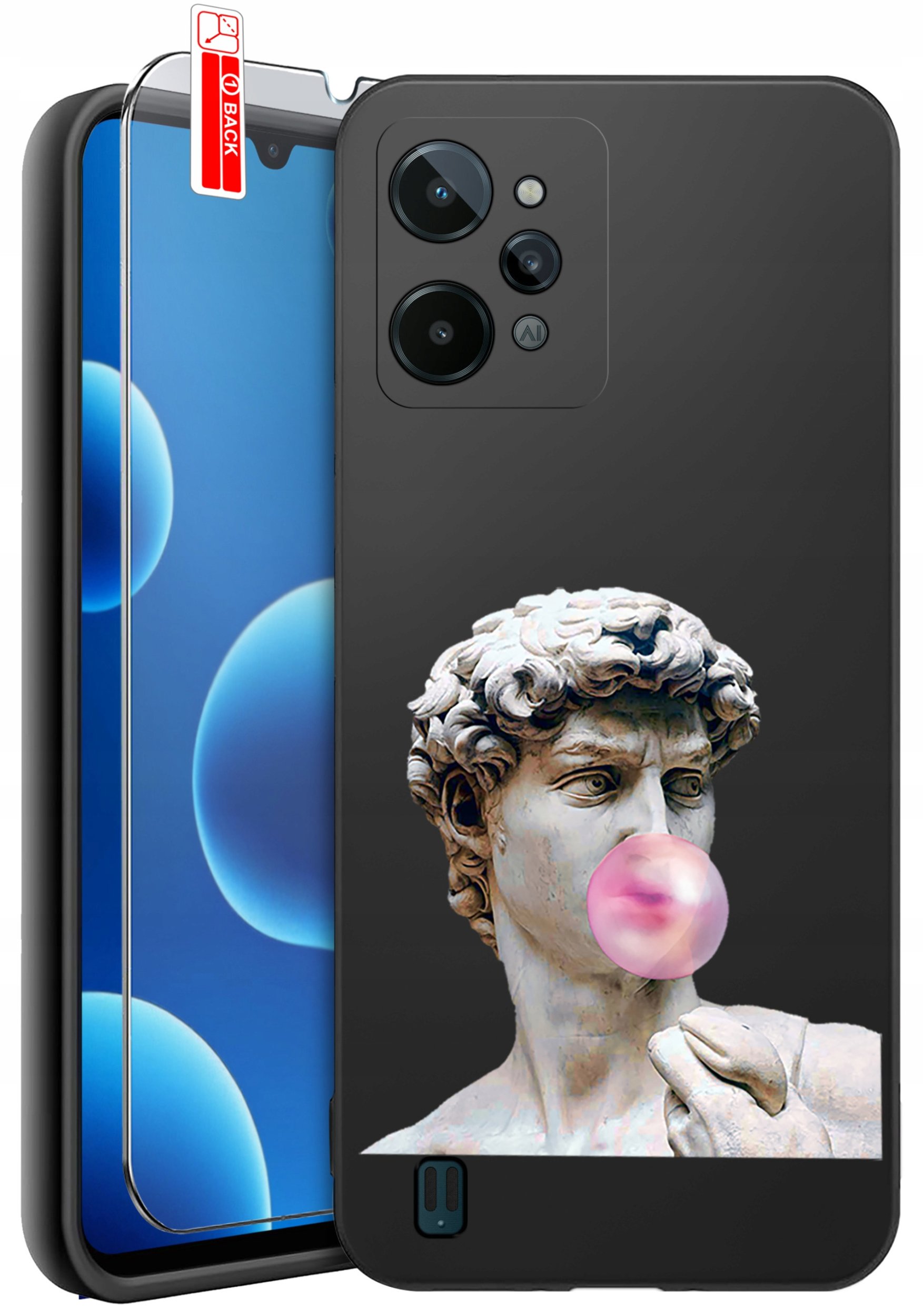 ETUI do Realme C31| WZORY | SILIKONOWE MATT CASE + SZKŁO 9H