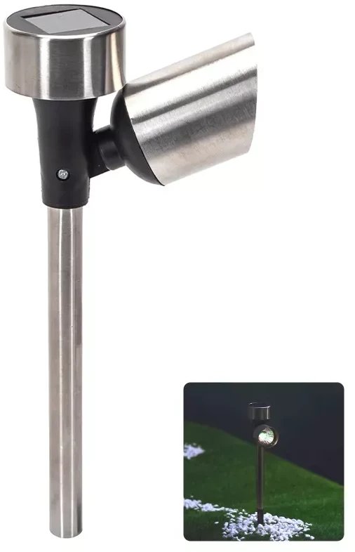 Reflektor ogrodowy solarny LED ze stali nierdzewnej biały zimny 6500K