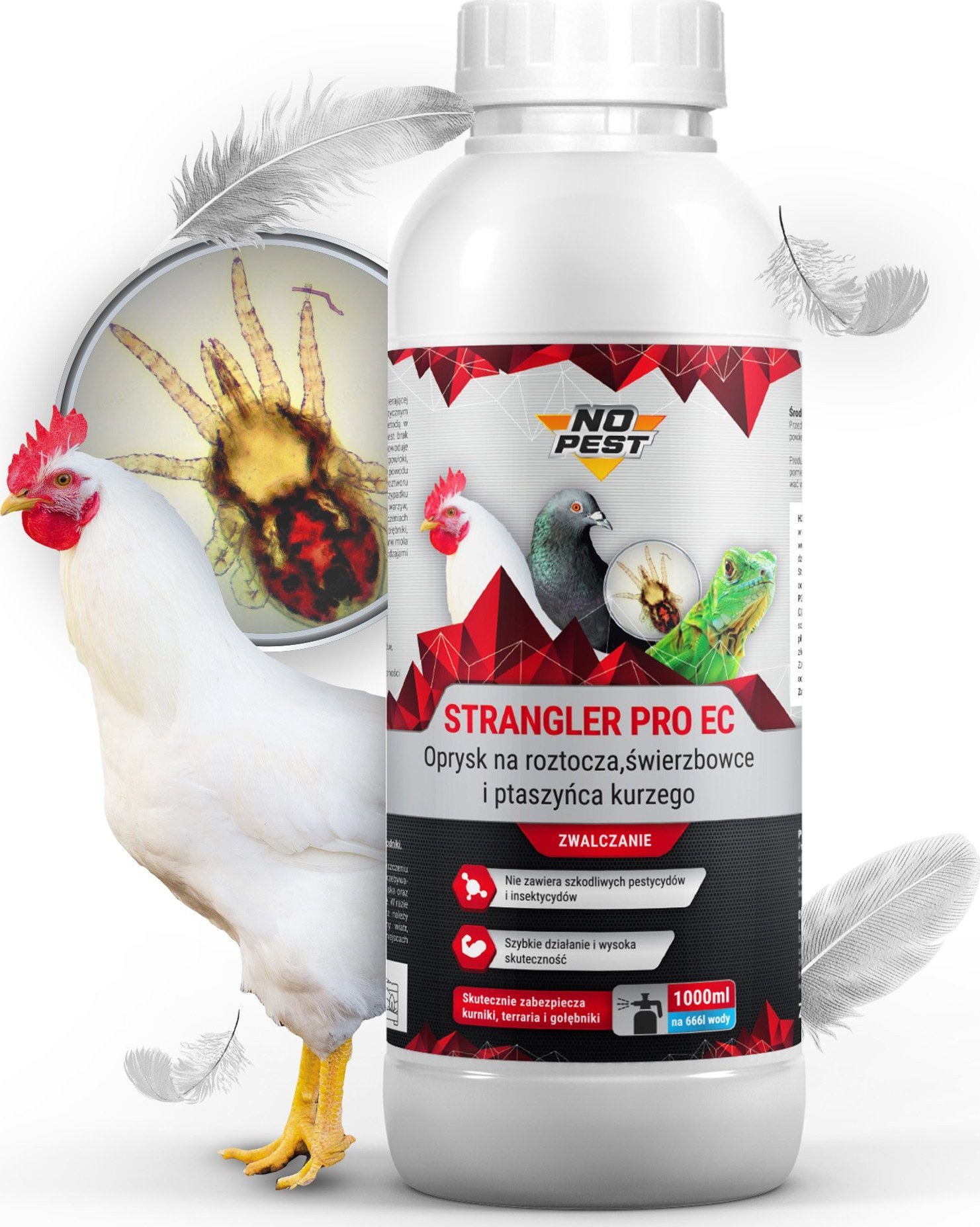 NO PEST Oprysk Środek Płyn Preparat na Ptaszyńce Ptaszyńca Kurzego Roztocza Świerzbowce NO PEST Strangler Pro EC 1L